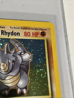 Pokemon TCG Brock's Rhydon Gym Heroes 2/132 Swirl Holo Unlimited Rare - Image 4