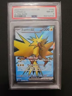 Zapdos EX 192/165 Scarlet & Violet 151 Full Art Ultra Rare Pokemon Card PSA 8 - Image 1