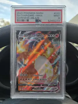 PSA 9 Charizard VMAX 2020 020/189 Full Art Darkness Ablaze Pokemon Card - Image 1