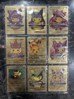 Pokemon Pikachu Gold Foil Cards 9 Different Cards Types - Image 1