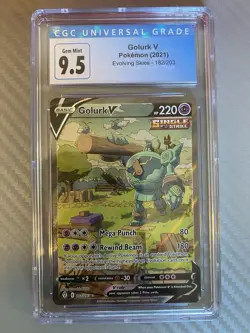 2021 POKEMON 182/203 GOLURK V ULTRA RARE HOLO EVOLVING SKIES CGC 9.5 - Image 1