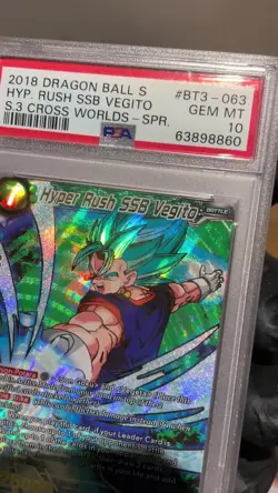 hyper rush ssb vegito bt3-063 spr psa 10 dragon ball super card game dbs bgs 10 - Image 2
