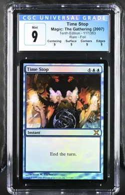 TIME STOP 10th Edition Foil Rare CGC 9 Q MTG [Nostalgium] - Image 1