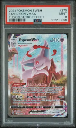 Pokemon Espeon VMAX 270/264 Fusion Strike Graded PSA 9 - Image 1