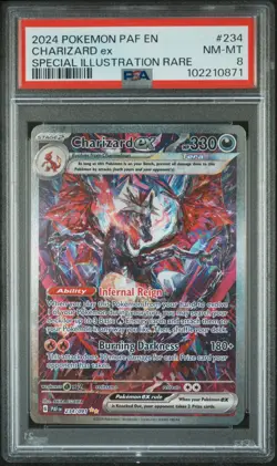 Pokemon Charizard ex 234/091 Paldean Fates Graded PSA 8 - Image 1
