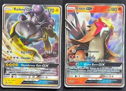 Pokemon Entei GX 10a/73 + Raikou GX SM121 S&M Promo Holo Near Mint - Image 1