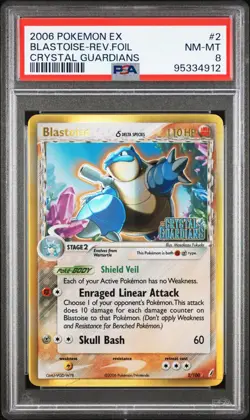Pokemon Blastoise 2/100 Reverse Crystal Guardians Graded PSA 8 - Image 1