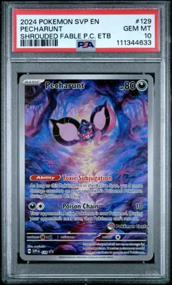 Pokemon Pecharunt 129 Shrouded Fable Pokemon Center Stamped Promo Graded PSA 10 - Image 1