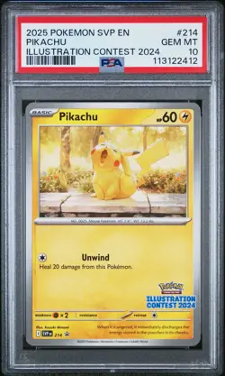 Pokemon Pikachu SVP214 Illustration Contest 2024 Promo Graded PSA 10 - Image 1