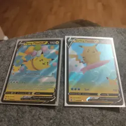 x2-set Holo Rares Ultra Rare Full Art Flying Pikachu V Surfing Pikachu V Pokemon - Image 2