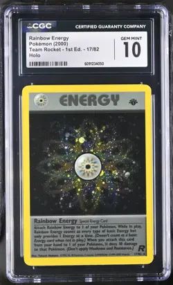 2000 Team Rocket 17/82 Rainbow Energy 1st Edition Holo Rare Pokemon CGC 10 - Image 1