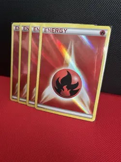 Pokemon TCG 4x Fire Energy - Holo 2013 NM/M - Image 1