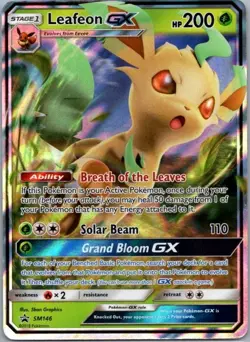 Pokemon Card Leafeon GX SM146 Black Star Promo - Heavily Played - Image 1