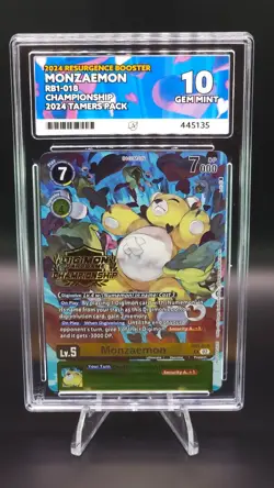 Monzaemon - RB1-018 Championship Gold Stamp - ACE Grade 10 - Digimon Card Game - Image 1