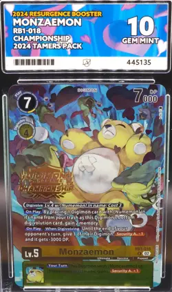 Monzaemon - RB1-018 Championship Gold Stamp - ACE Grade 10 - Digimon Card Game - Image 2