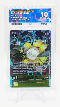 Monzaemon - RB1-018 Championship Gold Stamp - ACE Grade 10 - Digimon Card Game - Image 3