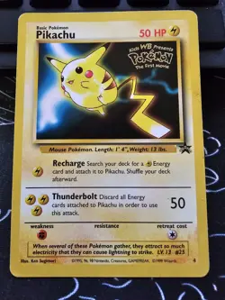 1999 POKEMON PIKACHU WB KIDS MOVIE BLACK STAR PROMO CARD #4 - Image 1