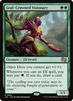 Leaf-Crowned Visionary (REGULAR) x1 - MTG Foundations Jumpstart J25 #683 - Image 1