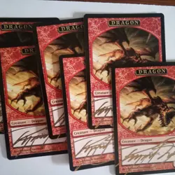 Magic The Gathering - 1x Signed Dragon Token (mtg) Worldwake - 12 avail - Image 1