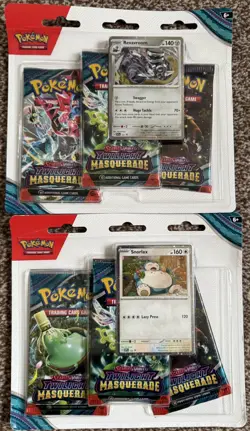 2 x Pokemon TCG Twilight Masquerade Triple Blister Pack - Snorlax + Swagger - Image 1