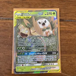 Pokemon TCG: Rowlet & Alolan Exeggutor GX Ultra Rare (1/236) Unified Minds NM - Image 1