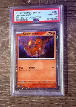 2023 POKEMON SVP EN-SV BLACK STAR PROMO 151 POSTER COLL #047 CHARMANDER PSA 10 - Image 1