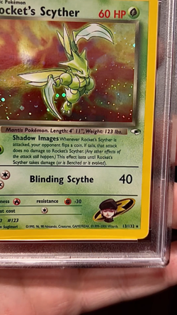 *HOLO BLEED ERROR* 2000 Pokemon Rocket's Scyther Gym Heroes HOLO #13/132 PSA 8 - Image 2