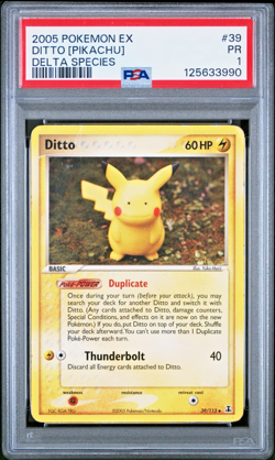 PSA 1 2005 Pokemon EX Delta Species Ditto Pikachu Non Holo Uncommon 39/113 - Image 1