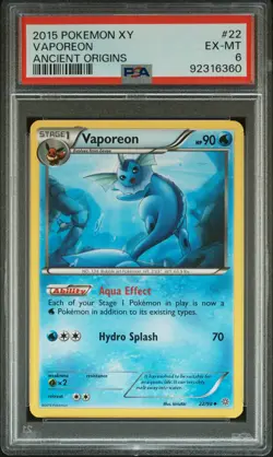 2015 POKEMON XY ANCIENT ORIGINS #22 VAPOREON PSA 6 - Image 1