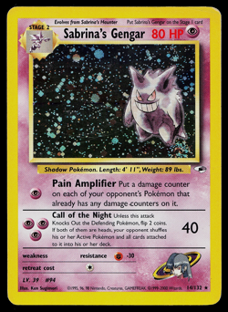 Pokemon Card Sabrina's Gengar 14/132 Gym Heroes Holo SWIRL - Image 1