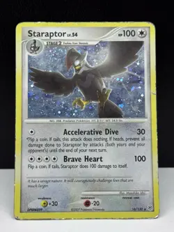 Staraptor 16/130 Holo Diamond Pearl 2007 Pokemon Card HP Condition With Swirl! - Image 3