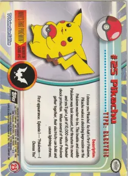 PIKACHU Flames Holo Card Pokemon TCG Foil #25 1999 Topps TV Series Black Label - Image 2