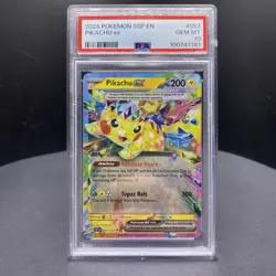 Pokemon Pikachu EX Card 057/191 Surging Sparks 2024 SSP Holo TCG - PSA 10 - Image 1