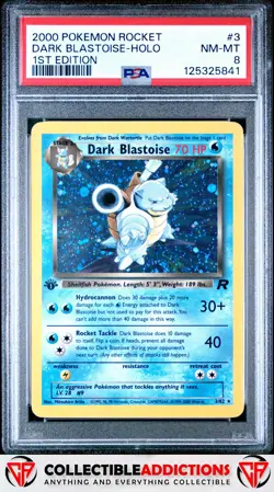 2000 Pokemon Rocket #3 Dark Blastoise Holo 1st Edition PSA 8 - Image 1