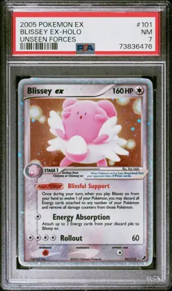 2005 Pokemon EX Unseen Forces Blissey EX #101 Holo - PSA 7 NM - Image 1