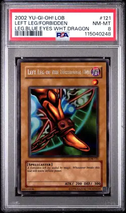 2002 Yu-Gi-Oh! Left Leg Of The Forbidden One LOB Unlimited Ultra Rare PSA 8 - Image 1