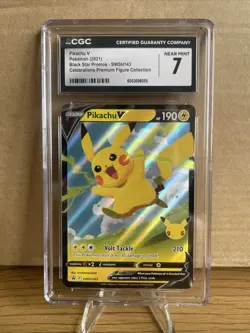 Pokemon Pikachu v SWSH143 Stamped Promo Card 2021 TCG 25th Celebrations CGC 7 - Image 3