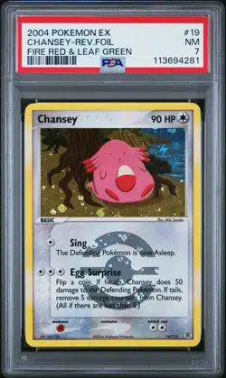 2004 POKEMON EX FIRE RED & LEAF GREEN #19 CHANSEY-REVERSE FOIL PSA 7 - Image 1
