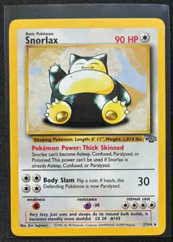 Pokemon 1999 Jungle Snorlax 27/64 Unlimited English LP - Image 1
