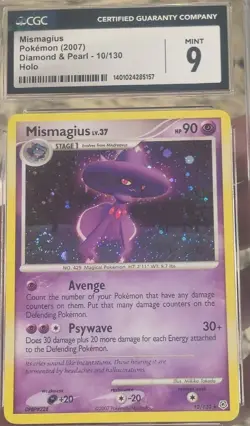 Pokemon Diamond And Pearl Holo Mismagius Cgc 9 Swirl - Image 1