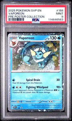 Pokemon Prismatic Evolutions Vaporeon 168 Poster PSA 9 Mint - Image 1