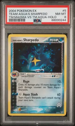 2004 Pokemon Team Magma vs Team Aqua Team Aqua's Sharpedo Holo 5/95 PSA 8 - Image 1