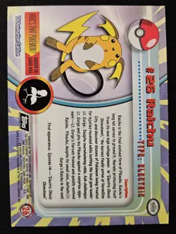 Raichu #26 Topps Series 1 TV Animation Edition Black Label Pokemon TCG 1999 LP - Image 2