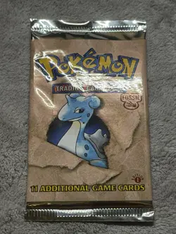 UNWEIGHTED Sealed Pokemon 1st Edition Fossil Booster Pack Lapras Art - Image 1