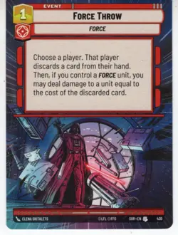 Star Wars Unlimited Hyperspace Card #430 Force Throw - Image 1