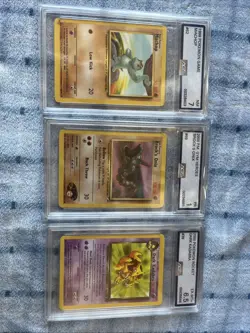 3 Vintage Graded AGS Pokemon Cards Lot/bundle - Machop-Brock’s Onix-dark Kadabra - Image 1