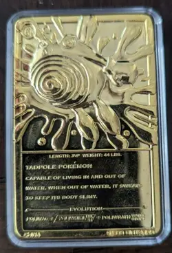 1999 Pokemon 23K Gold Plated Card Poliwhirl Burger King (Only Bar) - Image 2
