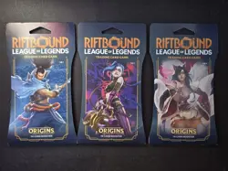 3 Origins Sleeved Booster Pack Riftbound League of Legends Trading Card Game - Image 1