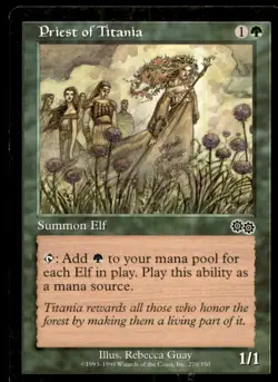 MTG Priest of Titania LP Light Play Urza's Saga [4574] - Image 1