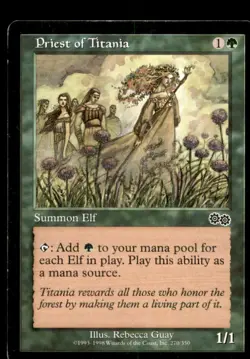 MTG Priest of Titania LP Light Play Urza's Saga [4572] - Image 1